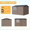 thumbnail image 4 of 8x10 FT Outdoor Storage Shed, Metal Garden Tool Shed with Updated Frame Structure, Lockable Doors and Windows, Ideal for Backyard Garden Patio Lawn, Brown, 4 of 9