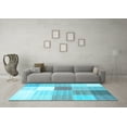 thumbnail image 3 of Ahgly Company Machine Washable Indoor Rectangle Checkered Light Blue Modern Area Rugs, 5' x 7', 3 of 4