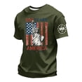 thumbnail image 5 of Men's 250 Years of Freedom Patriotic T-Shirt with Liberty Statue and USA Flag Graphic and Short Sleeves Featuring Crew Neck Design Army Green L, 5 of 6