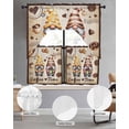 thumbnail image 2 of Farmhouse Coffee Time Swag Kitchen Curtains Sets for Windows 24 Inch Length, Vintage Gnomes Desserts Burnt Brown Short Window Curtain Panels Swags Valances and Tiers 3 Piece Set for Cafe/Dining Room, 2 of 5