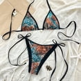 thumbnail image 2 of DHFJKG Bikini Swimsuits For Women Two Piece Beach Outfits Floral Summer Side Tie Halter Triangle Top With Thong Bottoms Trendy Beachwear, 2 of 6