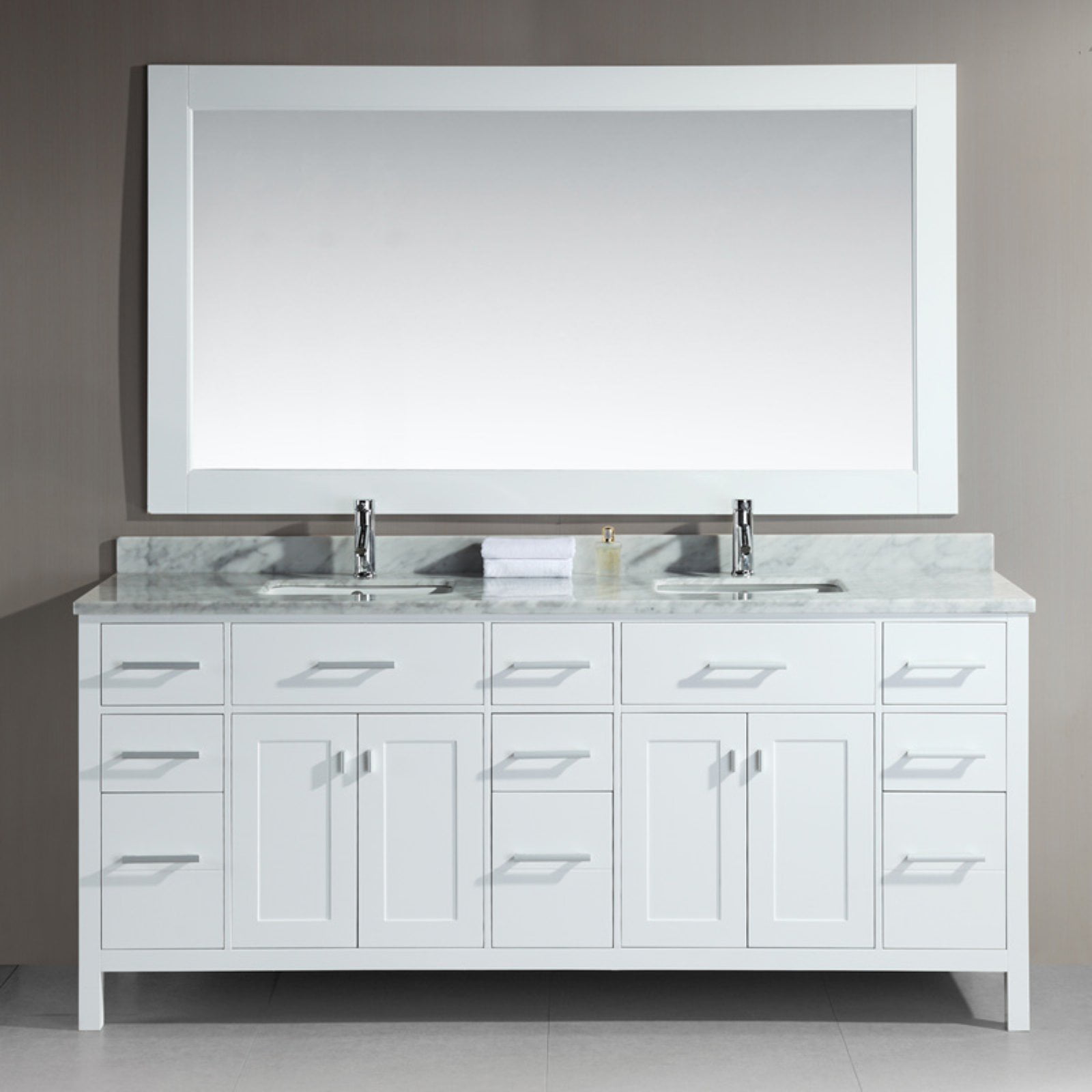 Design Element London 78" Double Sink Bathroom Vanity Set in White with