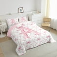 thumbnail image 3 of Manfei Monogrammed A Bedding Twin Comforter Set,Ribbon Bowknot Down Comforter,Pink White Bedding Sets Twin with Comforter,Microfiber Room Decorative Reversible,2 Pieces, 3 of 8
