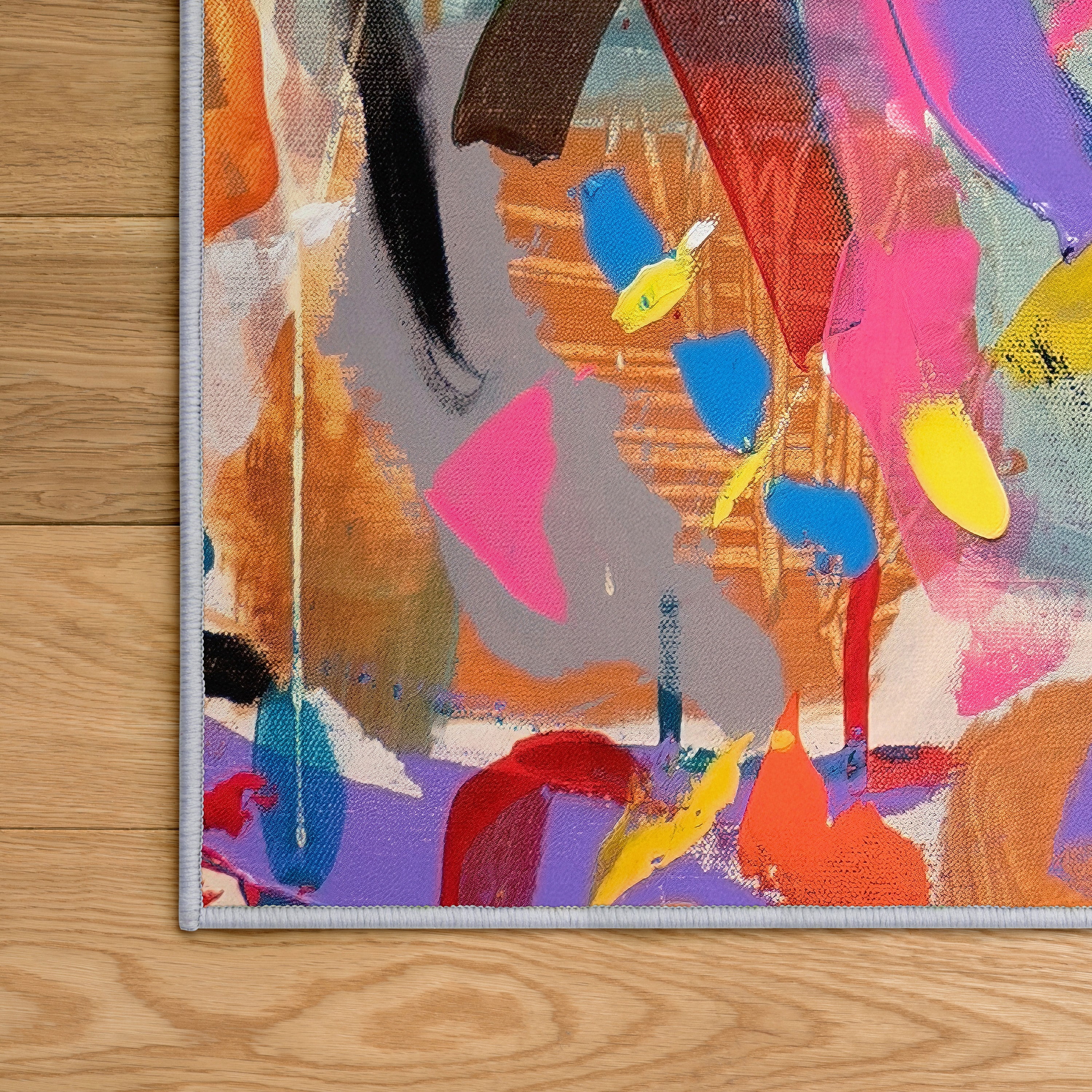 Meditations No. I Washable Colorful Abstract Art Area Rug size 8'x10', Power-loomed, Heavenly Softness with Non-Slipping Backing