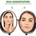 thumbnail image 2 of Ovente 6" Desk Makeup Mirror with Stand, 1X & 7X Magnifier, Adjustable Double Sided Round Tabletop Mirror, Flip for Closeup View, Compact for Cubicle, Vanity and Travel, Antique Bronze MNLT60ABZ1X7X, 2 of 9