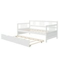 thumbnail image 3 of Twin Size Upholstered Daybed with Twin Size Trundle, Solid Wood Bed Frame for Girls, Boys, Teens, No Spring Box Needed, White, 3 of 7