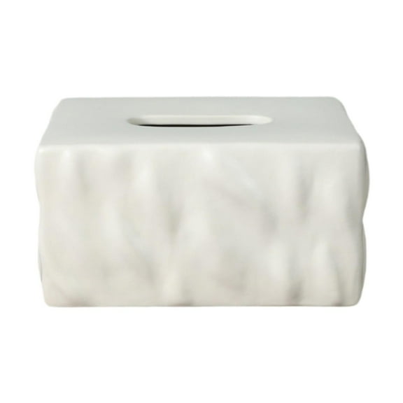 deevoka Ceramic Tissue Box Rectangle Tissue Dispenser Rectangular Napkin Storage Box for Parlors Bedroom Kitchen Office Tabletop white