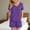 Purple, variant on Goodtrade8 Pajamas for Woman Holiday Petite with Pocket Casual Sleepwear V-Neck Short Sleeve Printed Pajama Tops