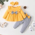 thumbnail image 2 of Baby Girl's Outfits Cotton Blend Long Sleeve Bowknot Tassel Tops Pants Headbands Sets Clothes for Girl Size 9-12 Months, 2 of 4