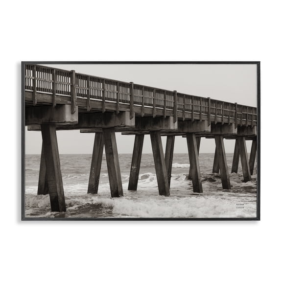 Stupell Industries Coastal Pier Angles Structure Black Framed Giclee Art, 18 x 12, by Nathan Larson