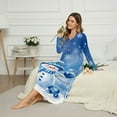 thumbnail image 3 of SEANATIVE Christmas Nightgown for Women Long Sleeve Sleep Shirt with Button Front Pajama Dress Night Gown Cozy Full Length Nightdress, 2XL, Snowman Snowflake Moon Blue, 3 of 7