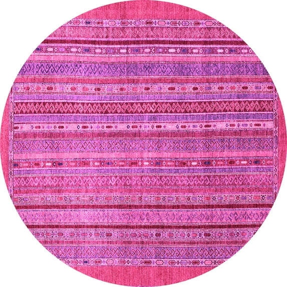 Ahgly Company Indoor Round Abstract Pink Modern Area Rugs, 5' Round