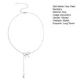 thumbnail image 7 of Pink Season Faux Pearl Necklace Cute Alloy Bow Long Tassel Beads Pendant Temperament Dress-Up Golden/Silver Color Women Dress Sweater Necklace Accessories Jewelry Gift, 7 of 7