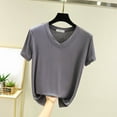 thumbnail image 4 of Akafmk Pajama Tops for Women,Soft Sleepwear Shirts,Short Sleeve Tops Solid Color Loose Fitting V-neck Casual Blouses Tunic Tops, 4 of 4