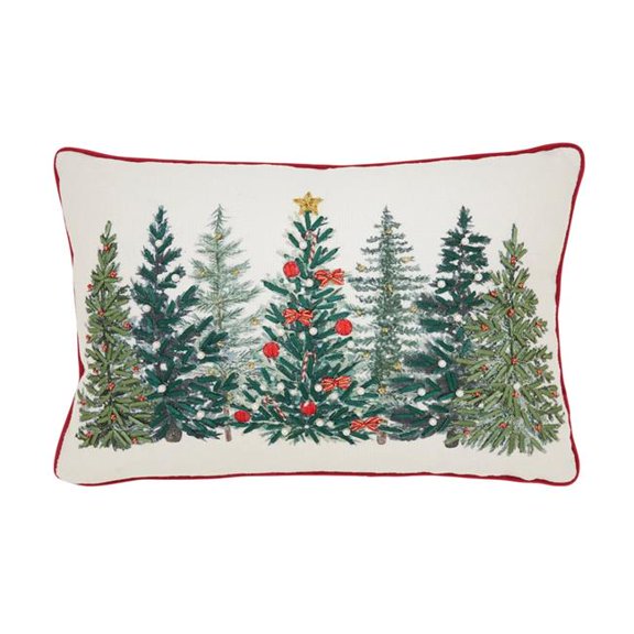 Saro Lifestyle 8044.M1218BP 12 x 18 in. Oblong Christmas Trees Poly Filled Throw Pillow, Multi Color