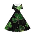 thumbnail image 6 of Girl Dresses St. Patrick's Day Casual A Line Sundress Green Graphic Short Sleeve Princess Dress with Buttons Size 5-14, 6 of 7