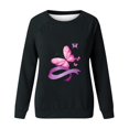 thumbnail image 4 of CLOISE Breast Cancer Sweatshirt Women Breast Cancer Fight Sweatshirts Butterfly Ribbon Oversized Crewneck Long Sleeve Blouses Cancer Survivor Gifts Tops Comfort Pullover Hoodie Fall Outfits Black XL, 4 of 4