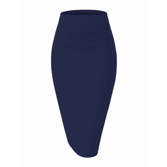 Women'S Premium High Waist Nylon Ponte Stretch Office Pencil Skirt M