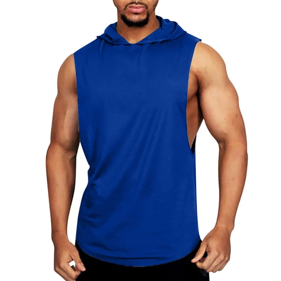 uikmnh Men Tank Tops Casual Solid Color Sleeveless Hooded Vest Shirt for Spring Summer Comfort Wear Size:L