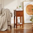 thumbnail image 4 of Gymax 2PCS Nightstand 3-Tier Bedside Table w/ Open Storage Shelf & Narrow Side Table Brown, 4 of 8
