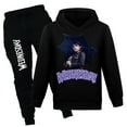 thumbnail image 1 of Moonsky Girl/boy Fashion Casual Long Sleeve Wednesday Printed Hooded Sweatshirt Pants Set Hoodies New Logo Fashion Cool Hoodie Men Women Sweatshirts(170#Black), 1 of 2