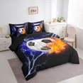 thumbnail image 3 of Homewish Football Soccer 7-Piece Twin Bedding Sets,Ball Sport Game Bedding Comforter Set,Black Orange White Sheet Sets For Teens,Luxury Bedroom Decor Reversible, 3 of 8