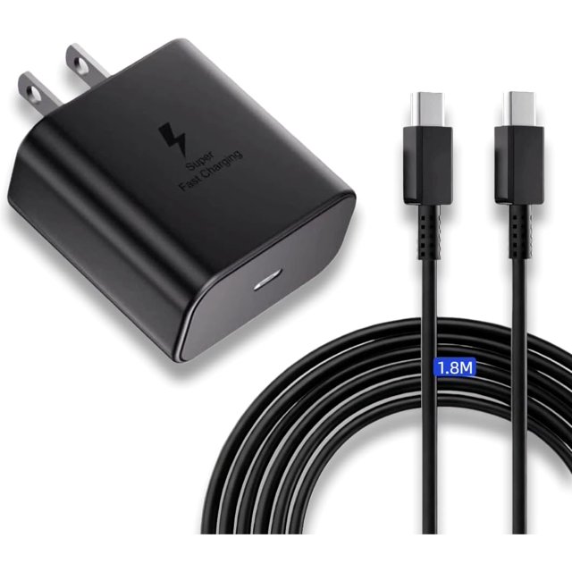 Cargador Tipo C Carga Rapida 45W, Cargador Tipo C Samsung s24-s23-ultra con 1.8M Cable USB C Carga Rapida,Cargador USB C para Samsung Galaxy S24/S21/ s24-23Ultra/S9S10/a54 (Negro 1 Pack)