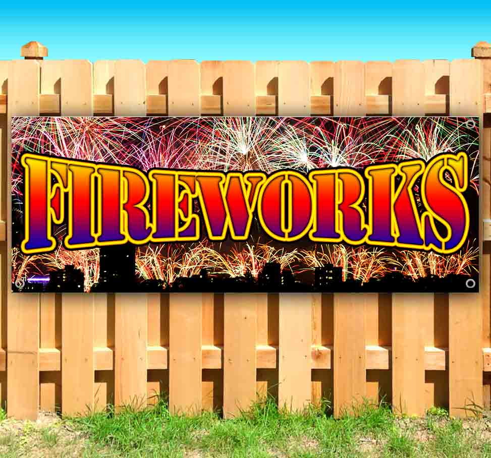 Flag, Many Sizes Available Advertising New Store Fireworks Extra Large 13 oz Heavy Duty Vinyl Banner Sign with Metal Grommets Flag, Many Sizes Available Advertising New Store Fireworks Extra Large 13 oz Heavy Duty Vinyl Banner Sign with Metal Grommets