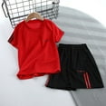 thumbnail image 2 of JAKANYQ Toddler Outfit Unisex Spring Summer Short Sleeve Sports Tshirt Shorts Outfits Clothes Travel Ready, Red, 4-5 Years, 2 of 3
