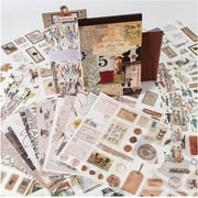 Style-Carry 453 Pcs Vintage Stickers for Journaling Scrapbooking Supplies, Ephemera Pack with Scrapbook Papers Retro People Scrap Booking Supplies Kit