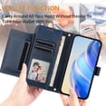 thumbnail image 3 of Funda para Honor X9A 5G con cremallera tipo cartera, tarjetero, marco de fotos, soporte y cordón, de piel sintética. azul, 3 of 5