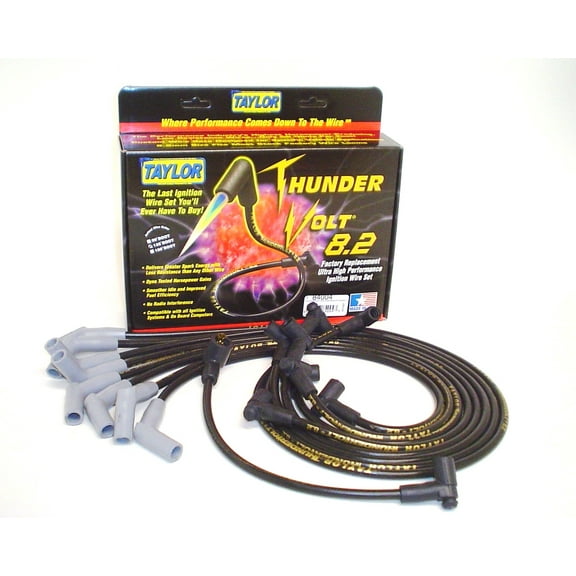 Taylor Wire / Vertex 84004 TAY84004 THUNDERVOLT 8.2 CUSTOM 8 CYL BLACK Fits select: 1978-1979 PONTIAC FIREBIRD TRANS AM, 1982-1984 OLDSMOBILE DELTA 88