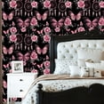 thumbnail image 2 of Peel and Stick Wallpaper Pink Butterflies Roses Dreamcatchers Black Romantic Fantasy Wall Mural 23.6in x 9.8ft Self Adhesive Removable Wall Paper Renter Friendly Wallpaper for Nursery Bedroom, 2 of 8