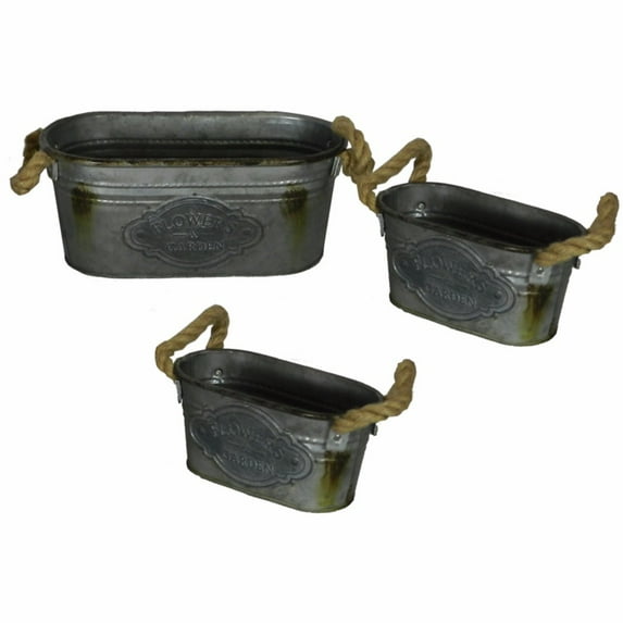 Marvelous 3Piece Metal Flower Pot , Gray