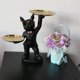 thumbnail image 4 of Escultura de bulldog francés con bandeja para guardar joyas en el pasillo, moderna. Negro, 4 of 9