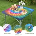 thumbnail image 4 of Rainbow Tie Dye Mandala Pattern Square Fitted Tablecloth with Elastic Edge,Square Table Cover,Washable Elastic Table Cover for Home Kitchen Party Decor 34"x34", 4 of 6
