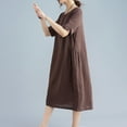 thumbnail image 6 of Plus Size Dresses Sevevn Women's Solid Color Fashion Plus Size Vintage Skirt Cotton And Linen Dress, 6 of 7