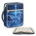 thumbnail image 2 of Xixirimido Bible Cover, Bible Carrying Book Case for Women Men, Multi-pocket Protective Church Organizer Bag with Handle Christian Gift, Blue Sika Deer Cross, 2 of 7