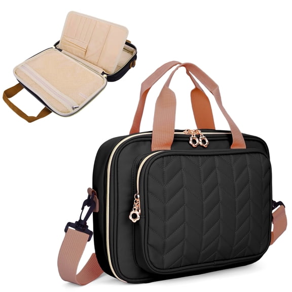 Large Bible Cover Case for Women with Shoulder Strap,Durable Carrying Case for Church Bible Bag Ideal Christian Gifts for Women,Black