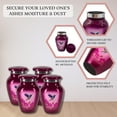 thumbnail image 3 of Nova Niche Small Purple With Hummingbird Design Aluminium Cremation Urns for Human Ashes – Mini Memorial Keepsake Set of 4 with Protection Box, 3 of 8
