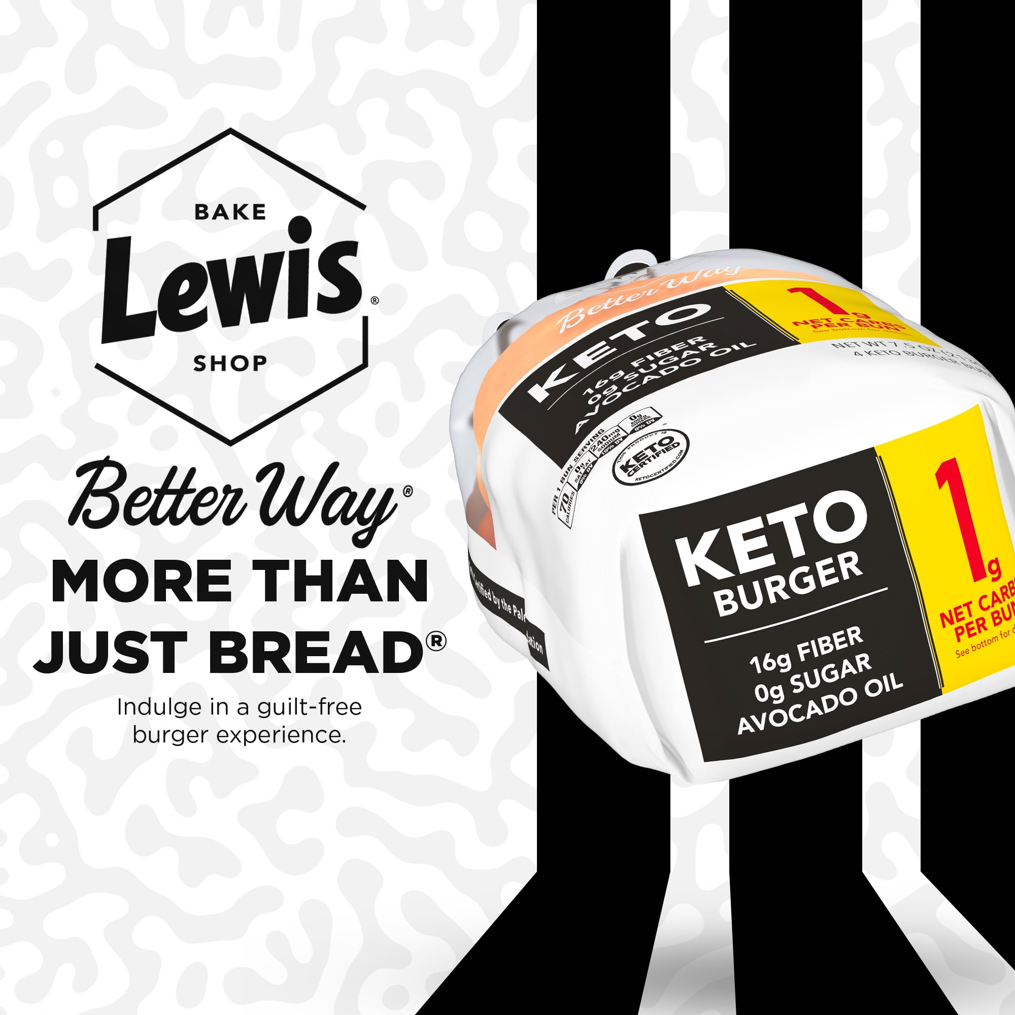 Lewis Bake Shop Better Way Keto White Burger Buns, 7.5 oz, 4 Count