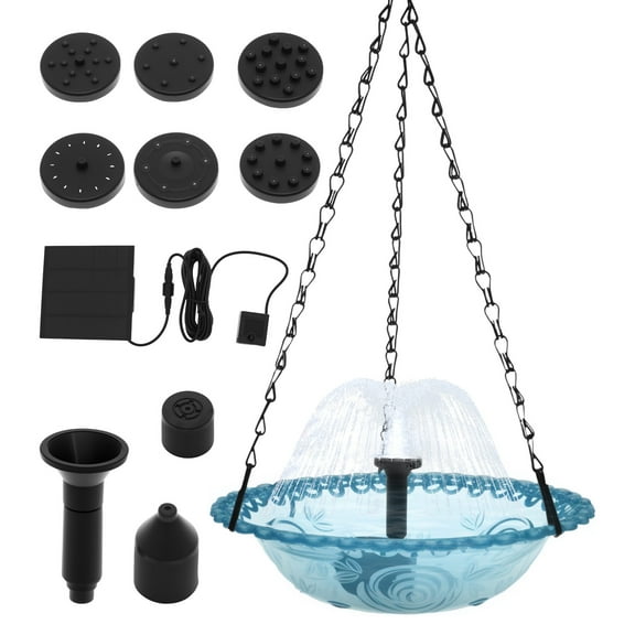Ikoopy Solar Hummingbird Bath Fountain Feeder Outdoor Hanging Bird Bath Fountains Decorative Hummingbird Feeder for Garden Yard Patio