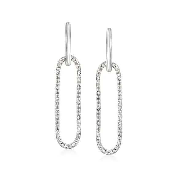 Ross-Simons 0.15 ct. t.w. Diamond Paper Clip Link Removable Hoop Drop Earrings in Sterling Silver, Women's, Adult
