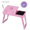 thumbnail image 4 of GPCT Foldable Laptop Table Bed Notebook Desk w/Cooling Fan Mouse Board LED light 4 x USB Ports Breakfast Snacking Tray with Storage Groove For Home Office Use, 4 of 9