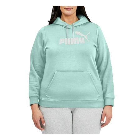 Puma Womens Plus Fleece Hoodie Logo Print Hoodie
