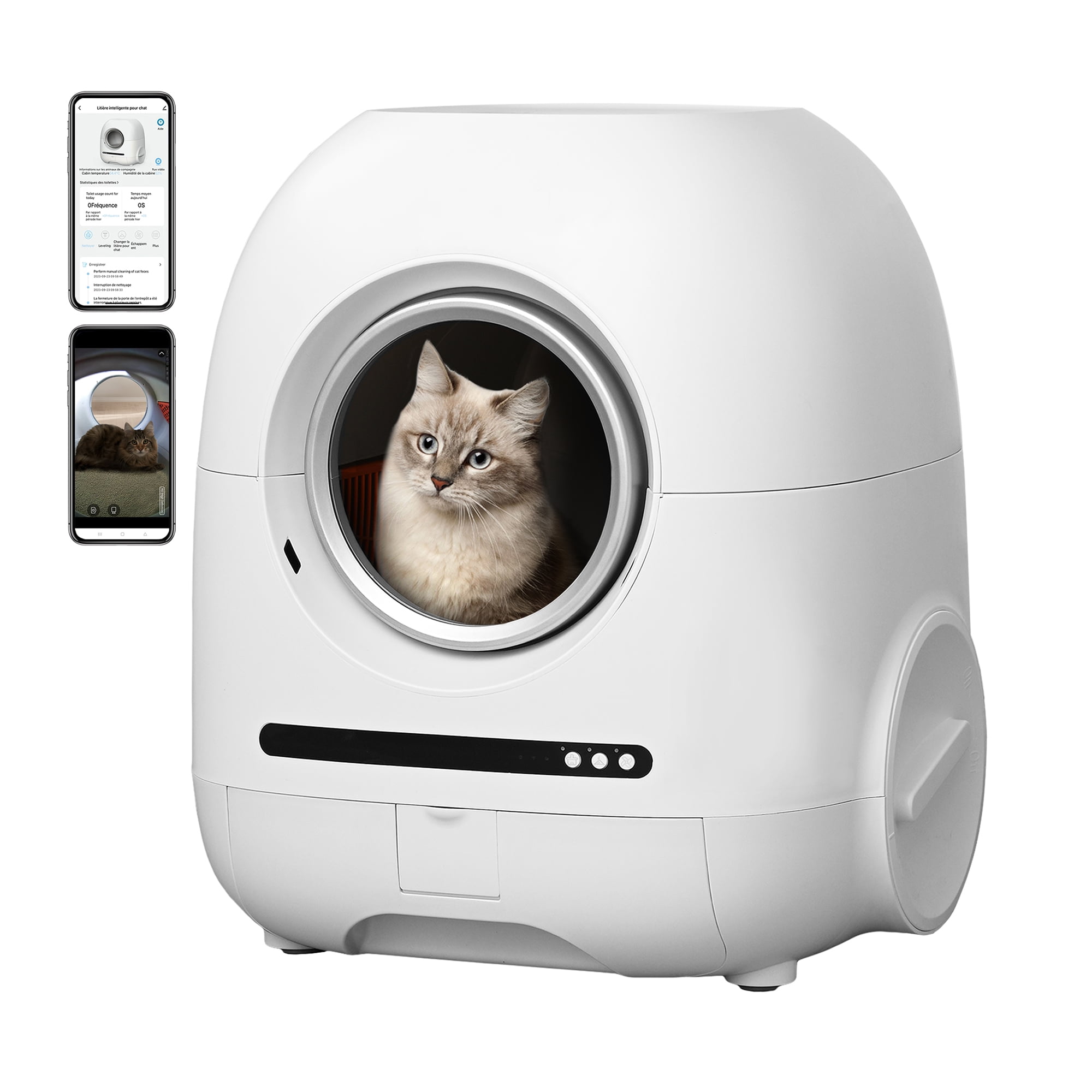 Pefilos 68L Large Capacity Smart Self Cleaning Cat Litter Box for Multi Cats, Automatic with Exhaust Hose, Support WiFi, White Pefilos 68L Large Capacity Smart Self Cleaning Cat Litter Box for Multi Cats, Automatic with Exhaust Hose, Support WiFi, White