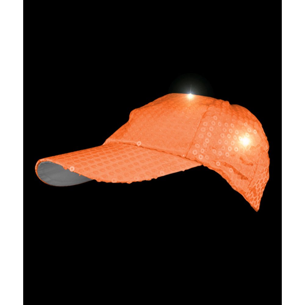 LED Neon Sequin Baseball Hat Orange