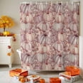 thumbnail image 3 of Shower Curtain 48"W x 72"L Fall Thanksgiving Retro Watercolor Light Pink Pumpkins Eucalyptus Leaves Fabric Shower Curtains Set with Hooks Bathroom Curtains Machine Washable Bathroom Accessories, 3 of 6