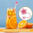 thumbnail image 6 of Sylvtty 7Pcs Flower Shape Straw Cap Leak-Proof Dustproof 10mm Straw Cover Reusable Drinking Straw Accessories Kids Party Favors, 6 of 7