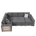 thumbnail image 2 of EUROCO 109" U-shaped Sectional Sofa Couch, Chenille Pull-out Sofa Bed with 2 USB Ports, a Storage Chaise Lounge, 4 Back Pillows and Wide Armrest with Storage Shelf for Living Room, Grey, 2 of 8